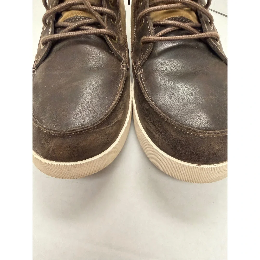 OluKai Molina Mens Brown Leather Textile High Top Boots 10501-3427 Size 11.5